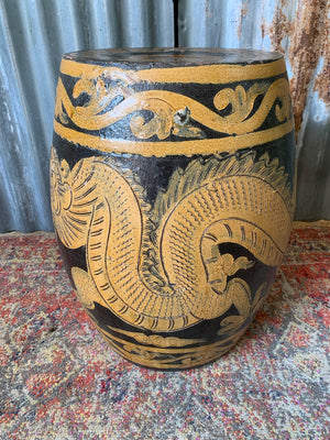 A Chinese terracotta garden barrel stool