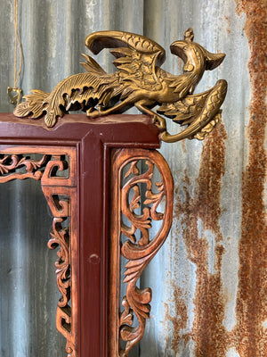 A traditional Chinese tall wooden wash stand