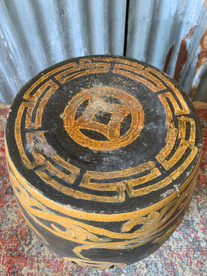 A Chinese terracotta garden barrel stool