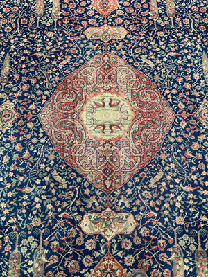 A Persian "Paradise Park" square rug 9ft/275cm