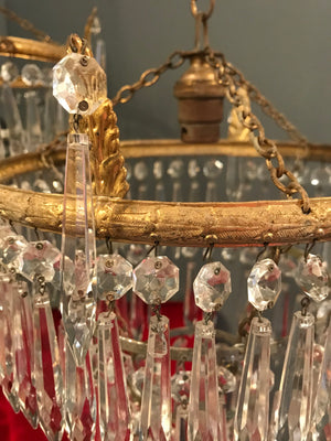 A continental crystal droplet 3 tier chandelier