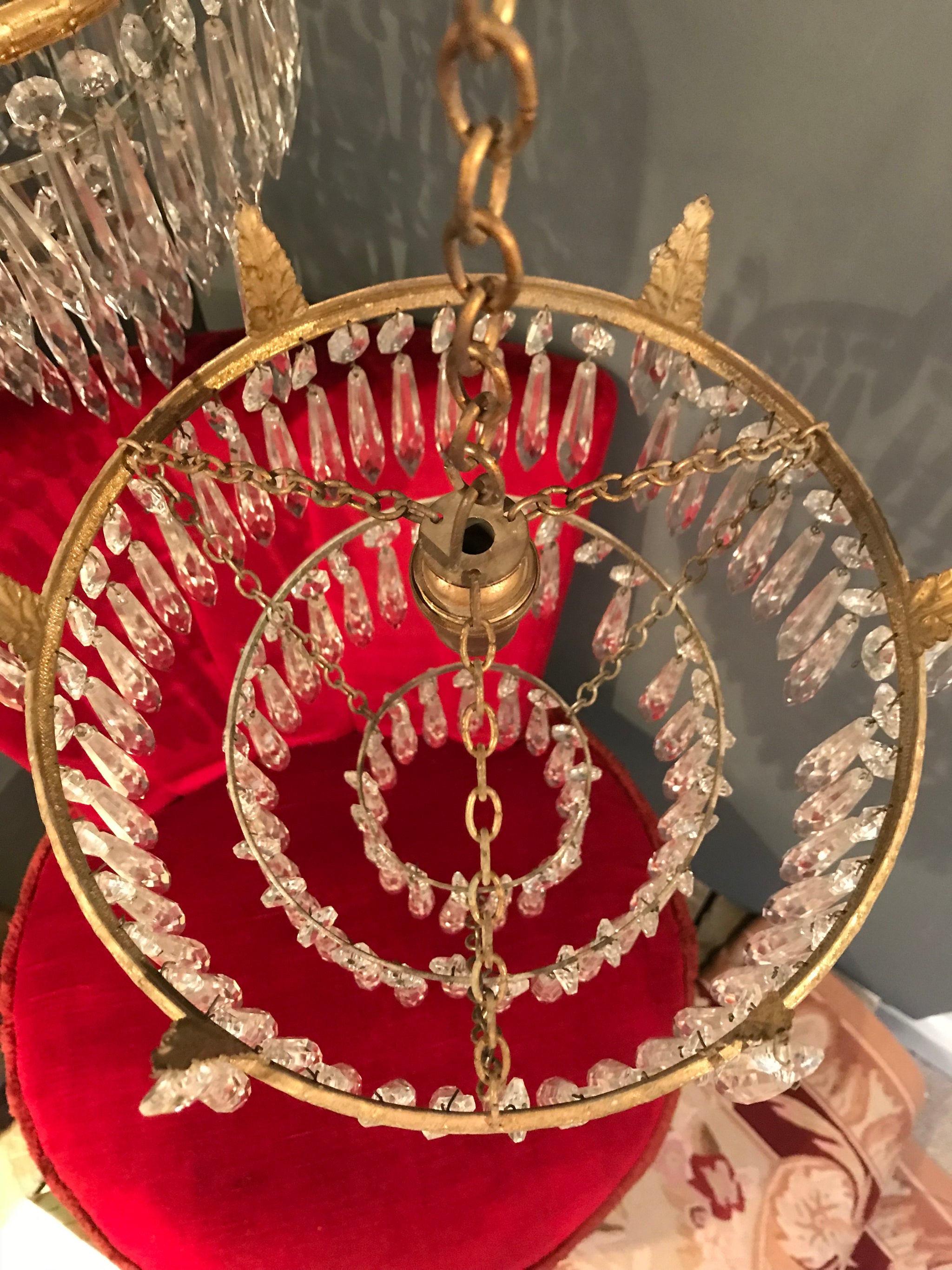 A continental crystal droplet 3 tier chandelier