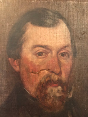 A Victorian portrait painting of a bearded gentleman