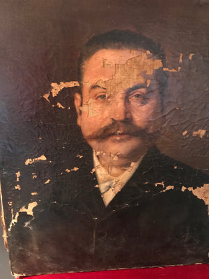 A Victorian portrait painting of a moustachioed gentleman