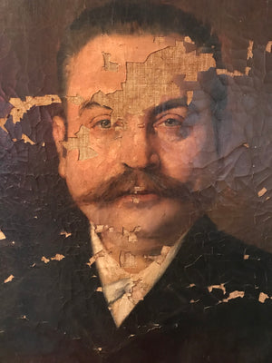 A Victorian portrait painting of a moustachioed gentleman