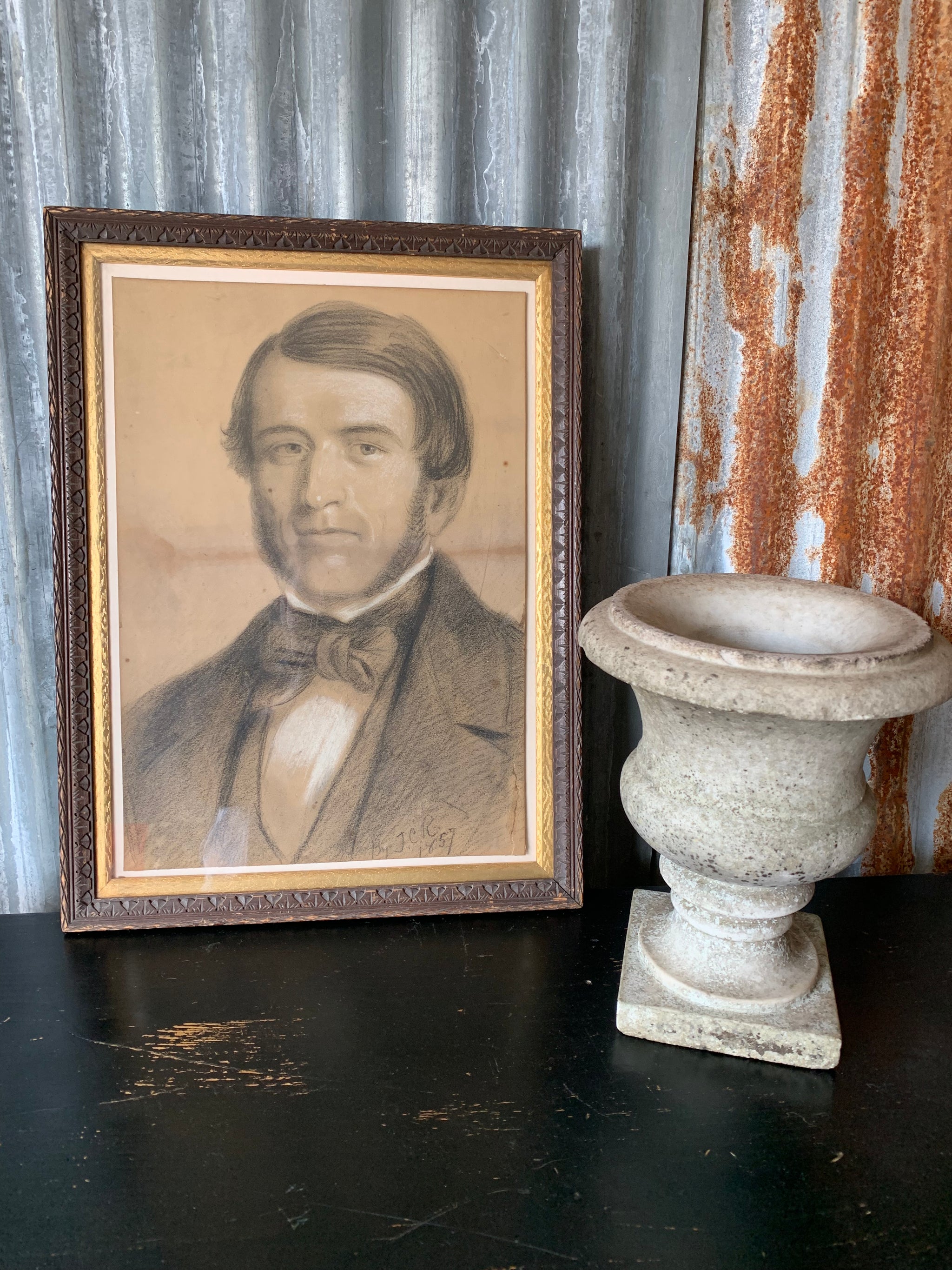 An elegant white grey marble urn