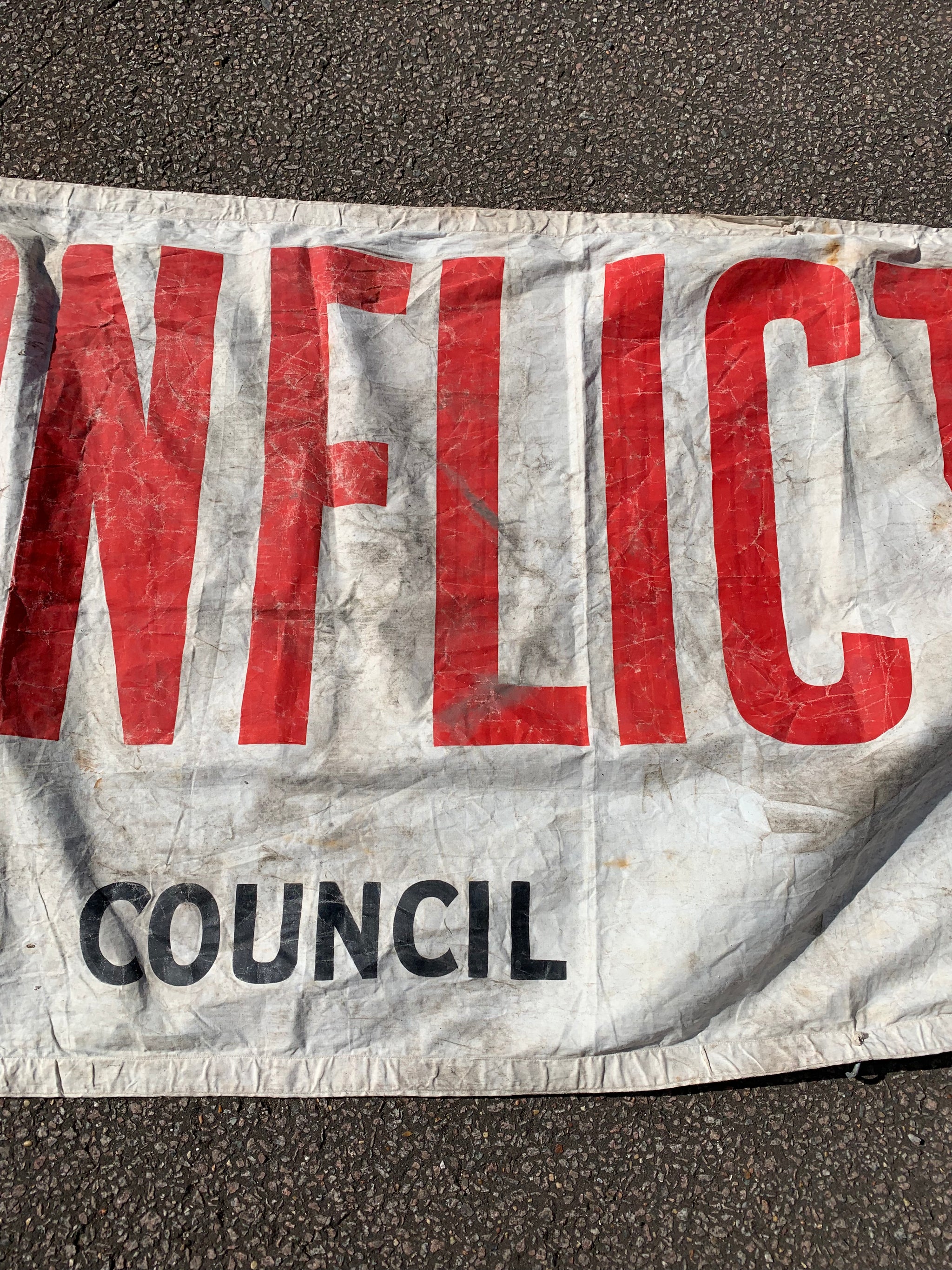 A very large advertising banner for the Billy Graham film 'Souls in Conflict' (1953)