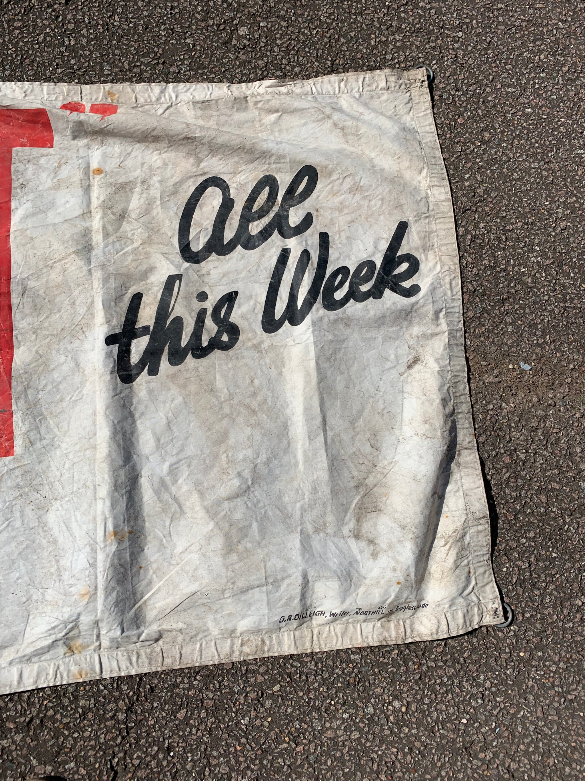 A very large advertising banner for the Billy Graham film 'Souls in Conflict' (1953)