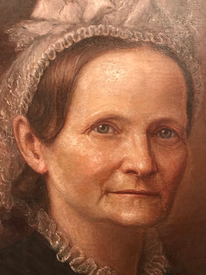 A Victorian portrait painting of a fine older lady
