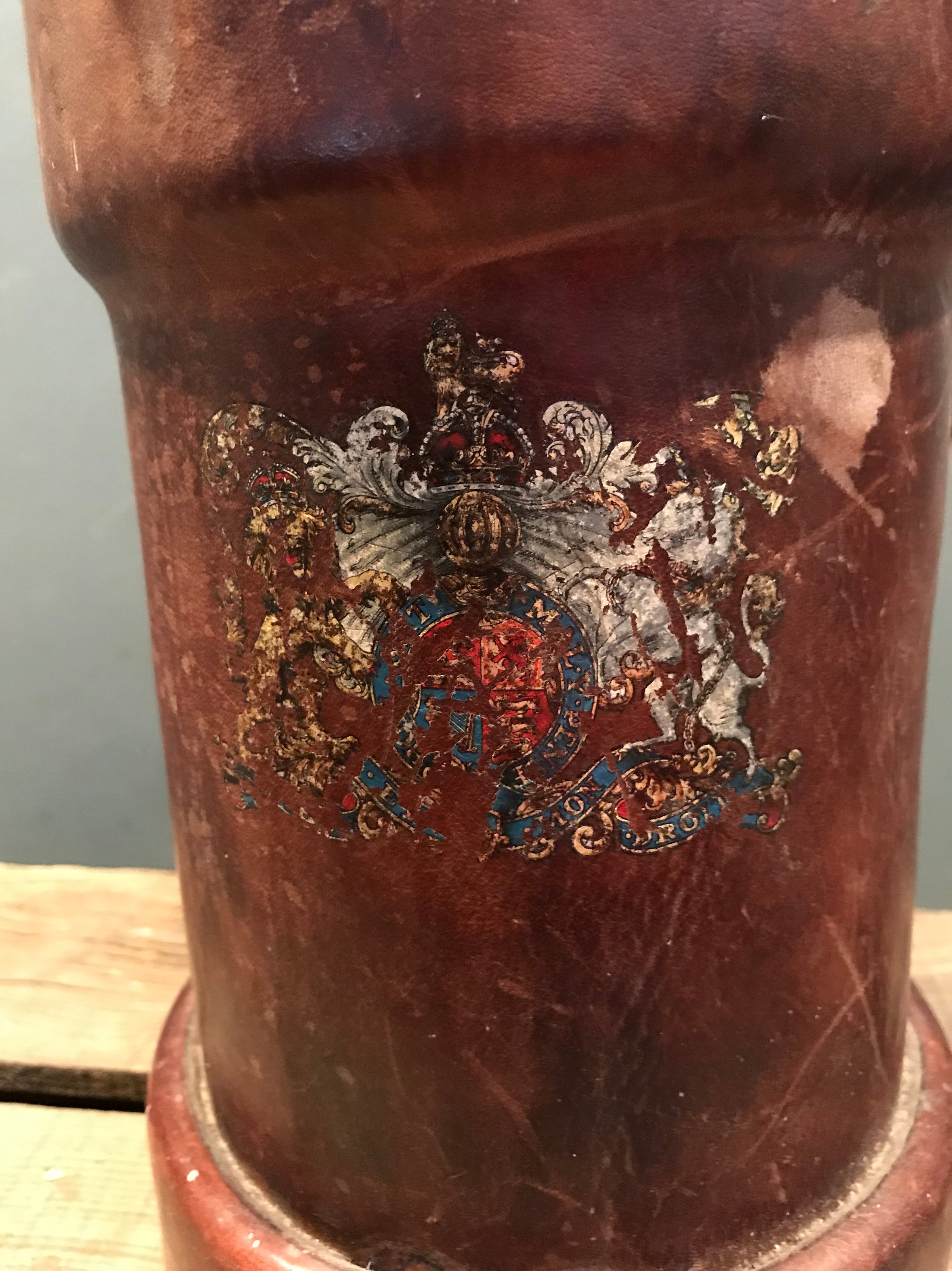 A Leather Crested British Royal Navy Cordite Carrier By Barrow Hepburn and Gale Ltd