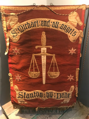 A Victorian Textile Church Banner from St Michael and All Angels, Stanton By Dale