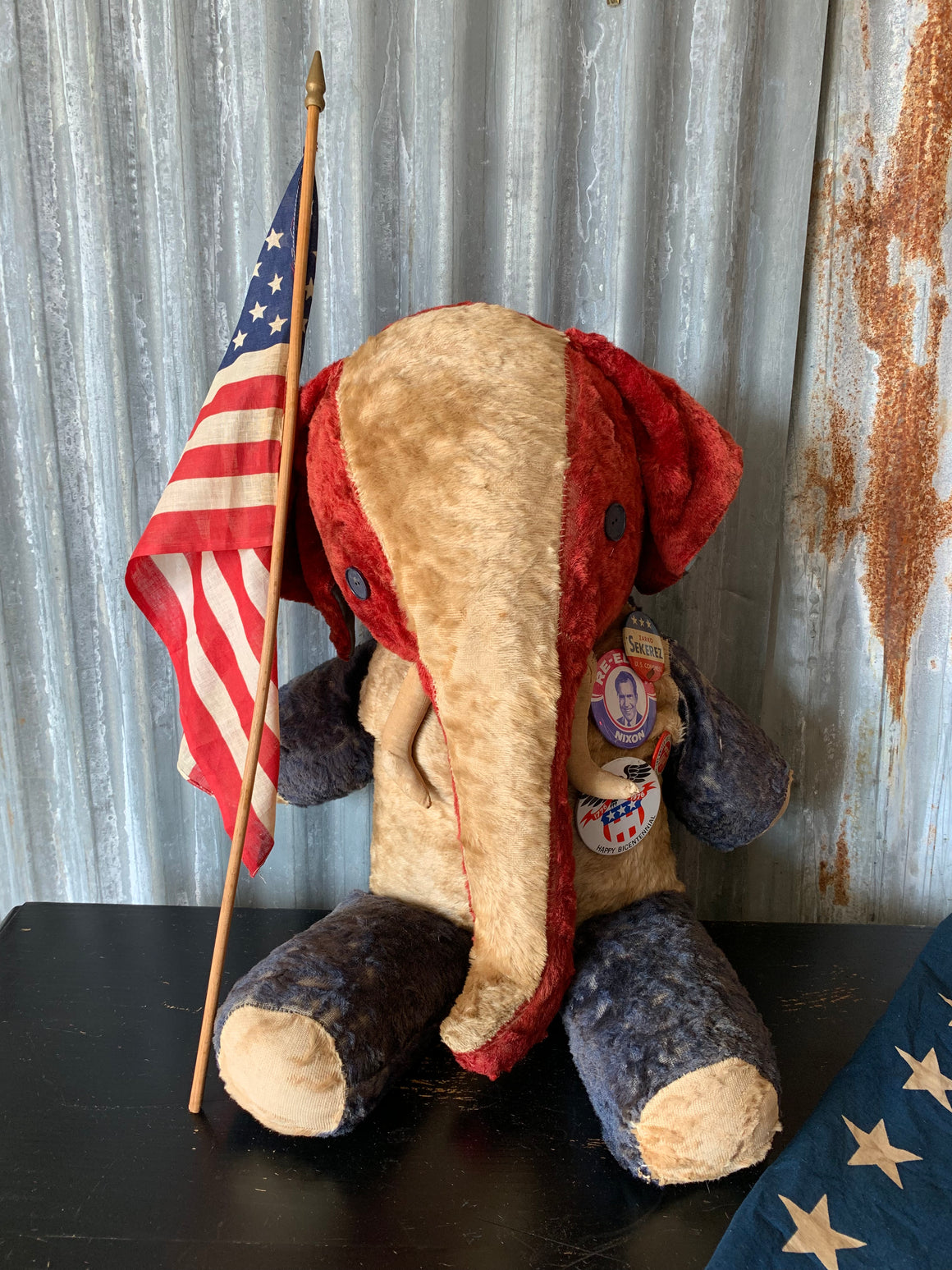A straw filled Republican elephant mascot