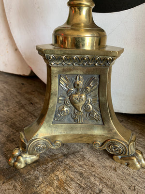A large ornate brass Gothic church pricket candlestick