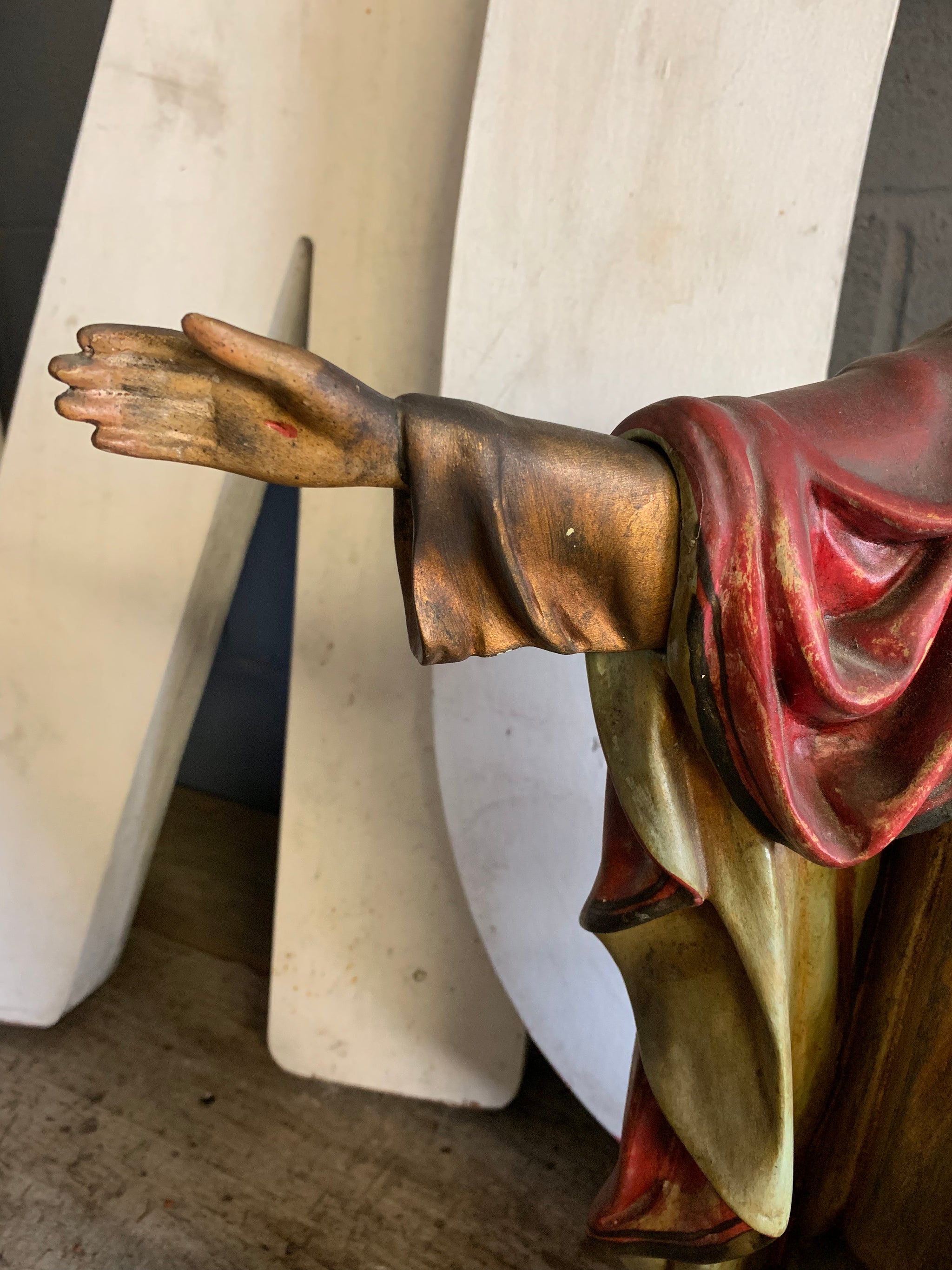 A large polychrome chalkware statue of Jesus 62cm