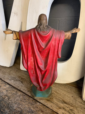 A large polychrome chalkware statue of Jesus 62cm