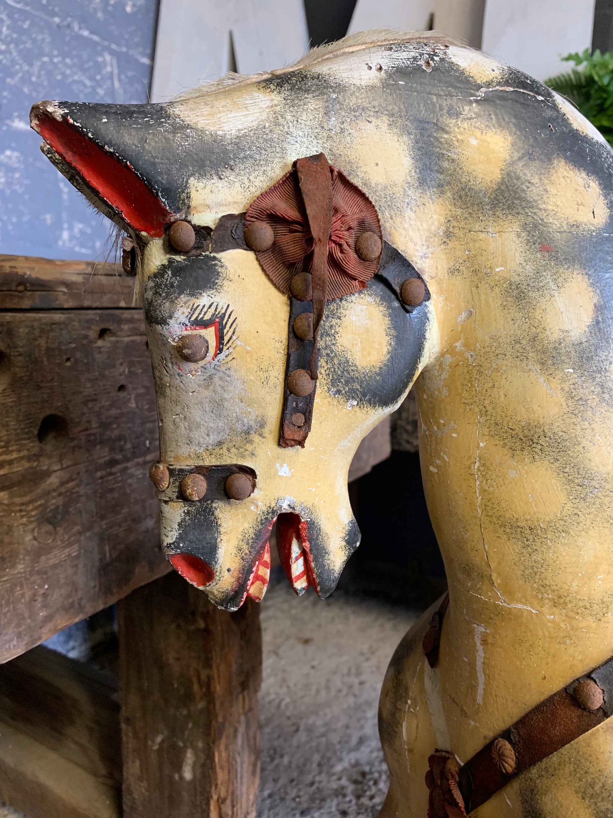 An Edwardian Collinson rocking horse in original condition