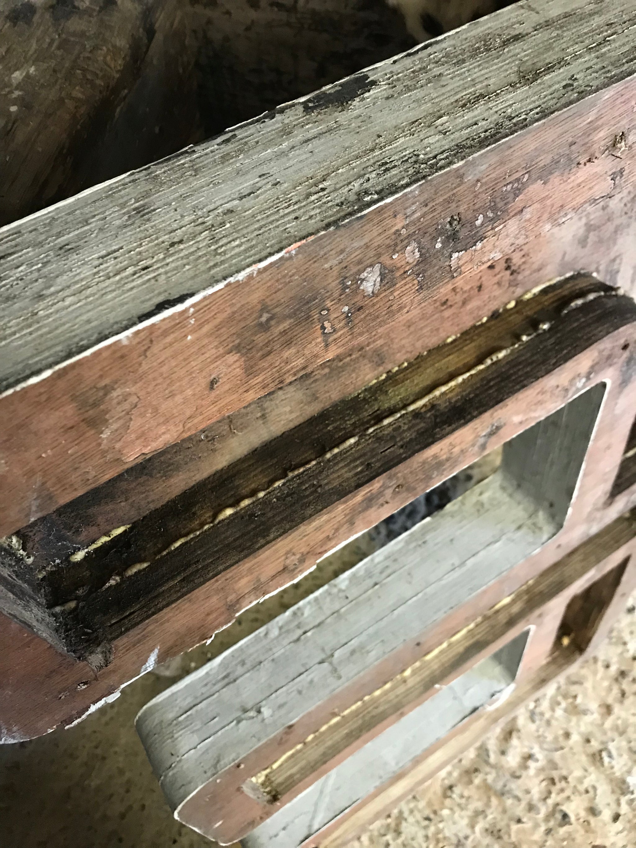 A trio of extra large wooden trade sign letters