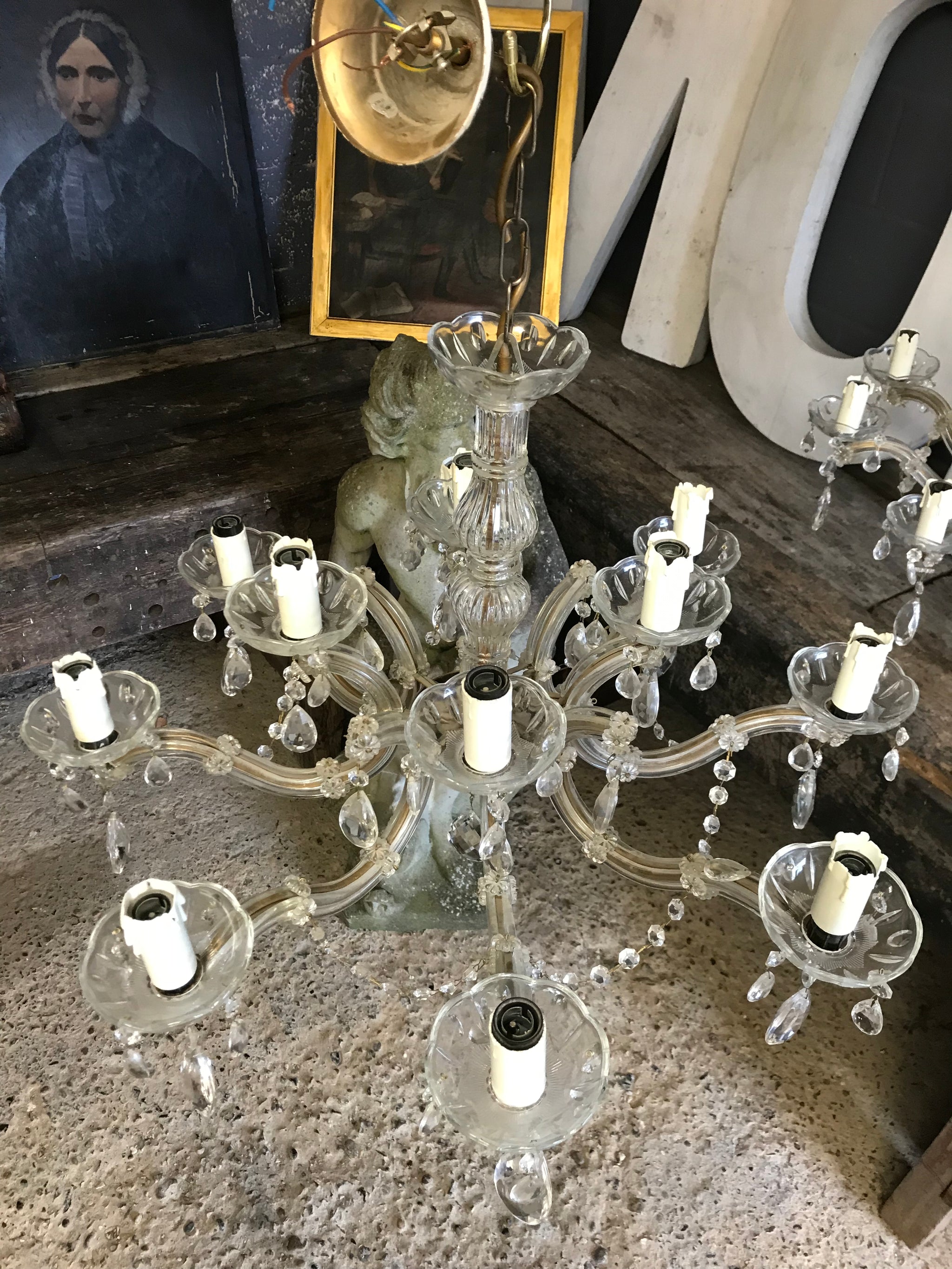 A pair of large Viennese dressed chandeliers