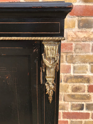 A Victorian Ebonised Double Fronted Black Pier Cabinet with Ormolu Mounts
