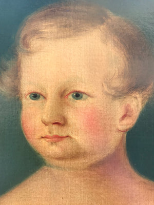 An English School Oil on Canvas Portrait Painting of a Child c.1830