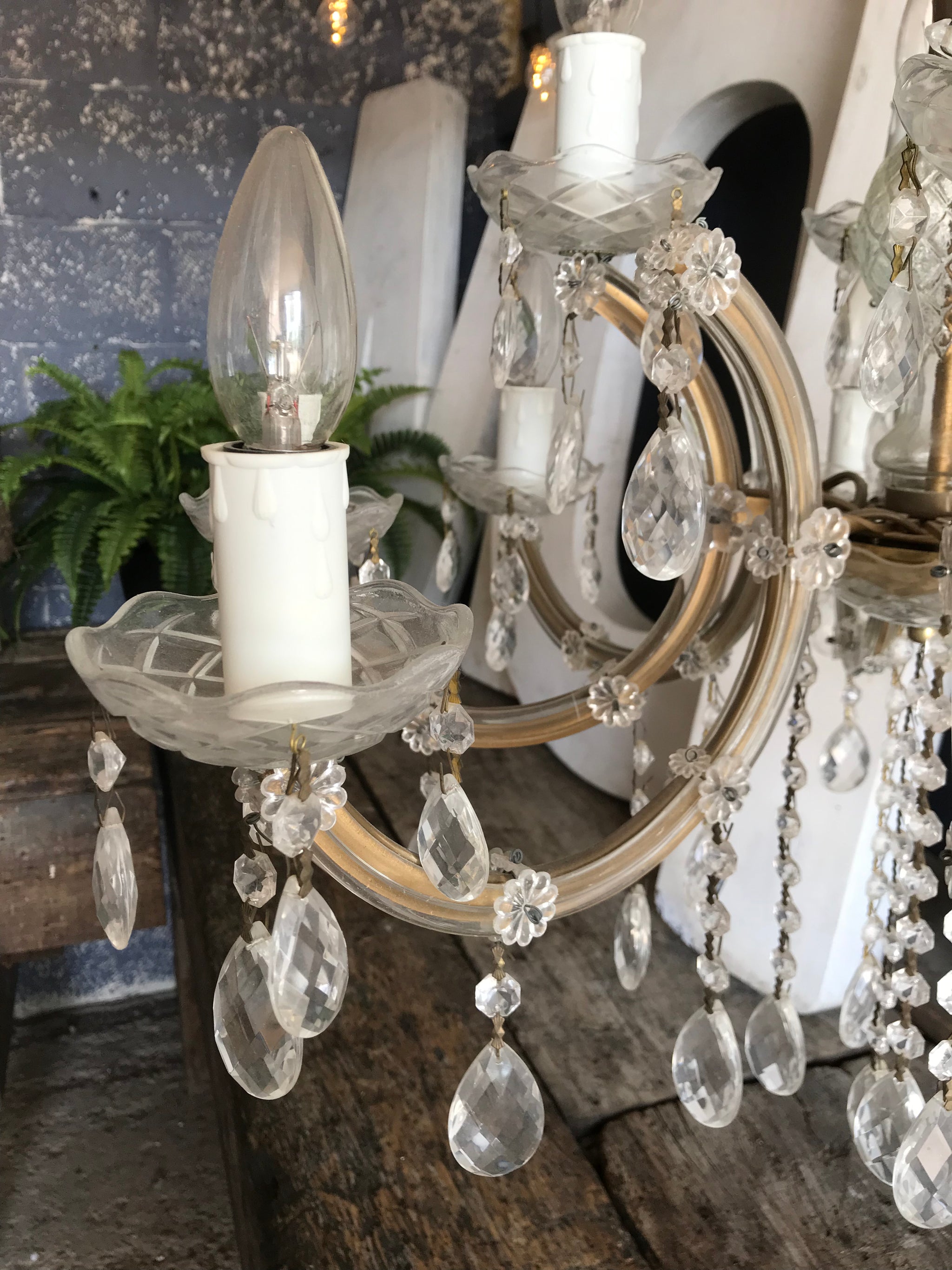 A large cut glass twelve light chandelier