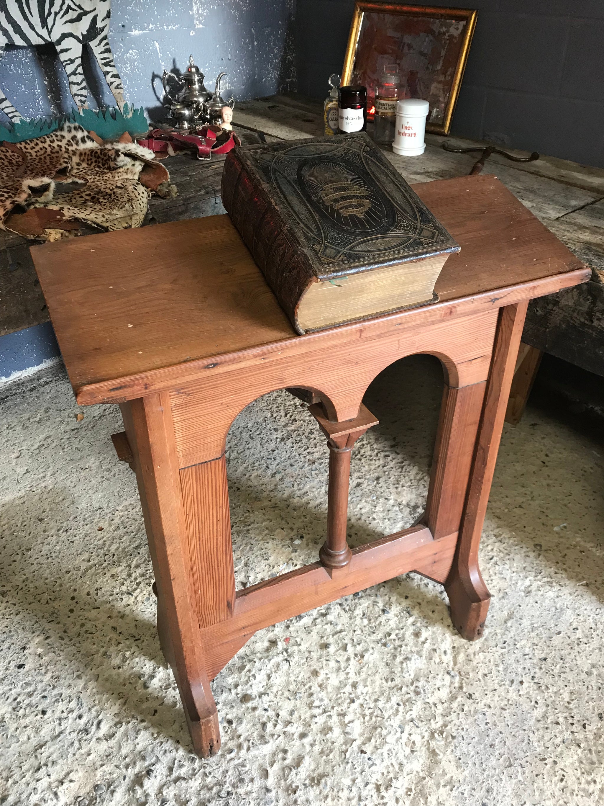 A large pine Gothic Revival lectern
