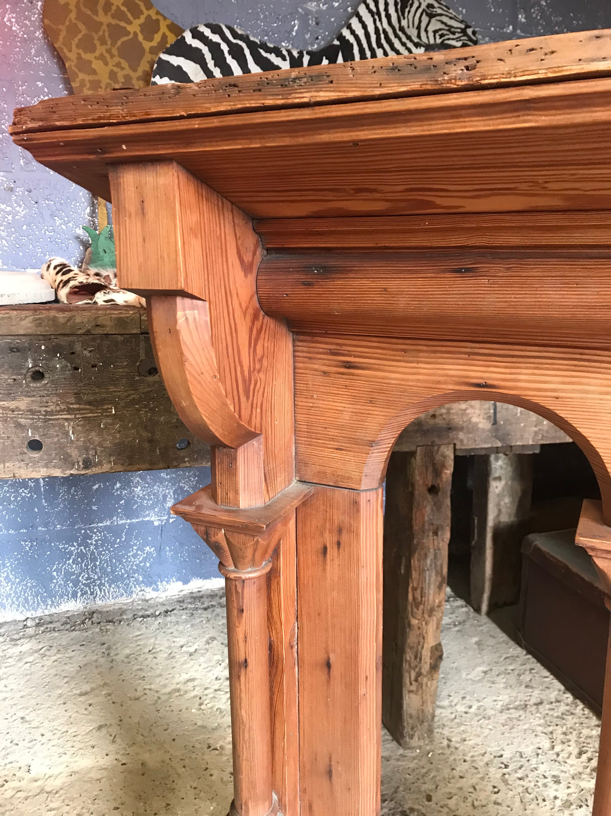 A large pine Gothic Revival lectern