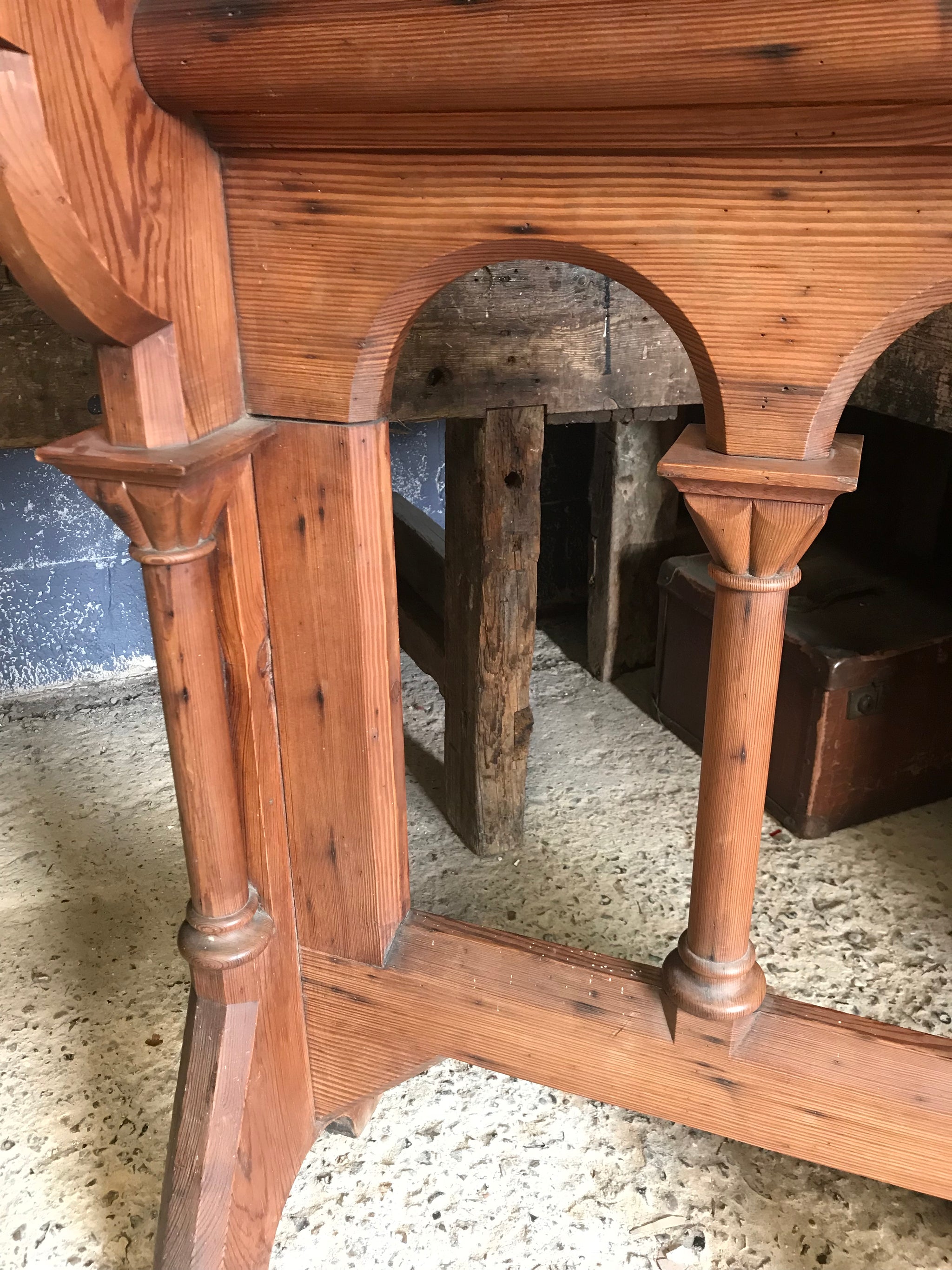 A large pine Gothic Revival lectern