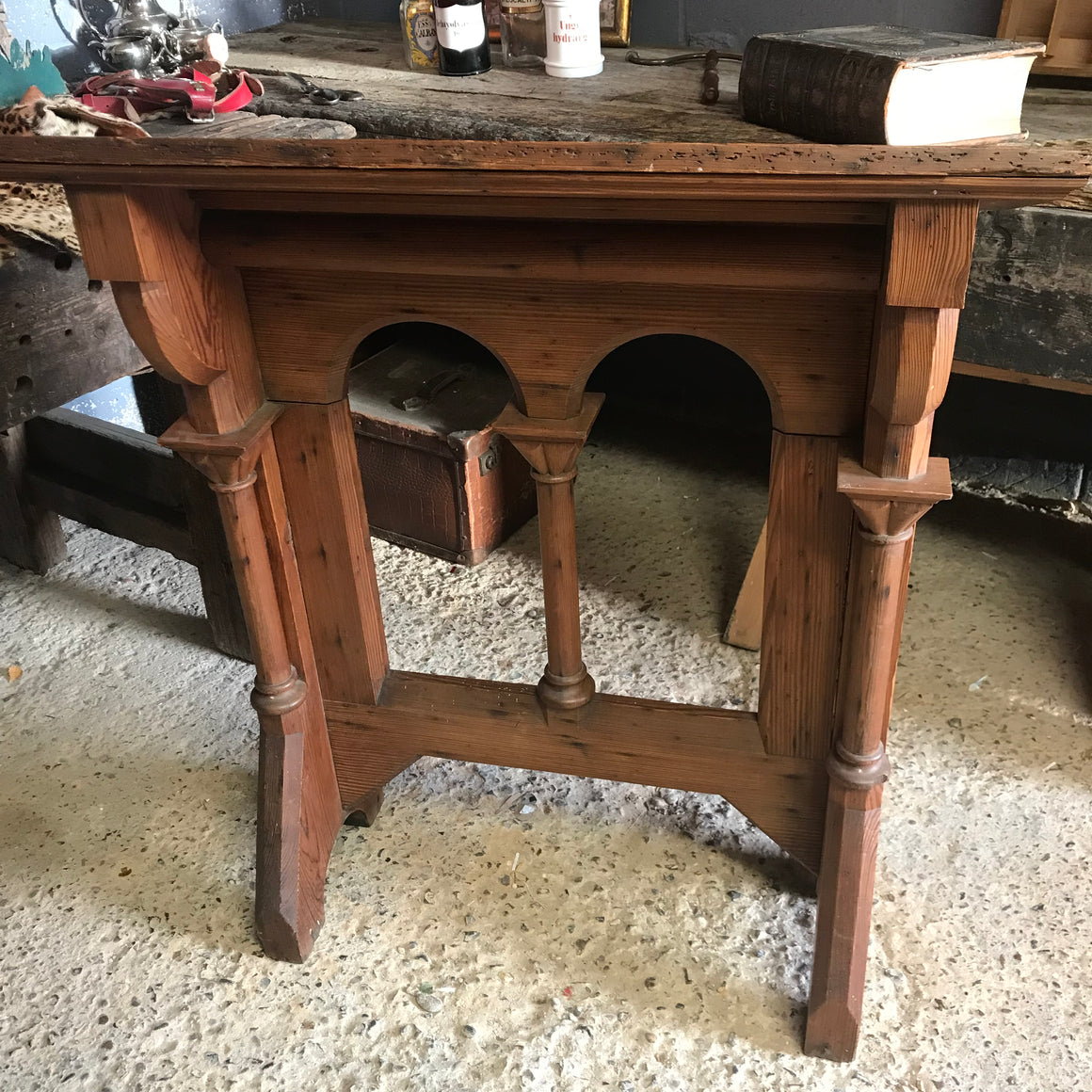 A large pine Gothic Revival lectern