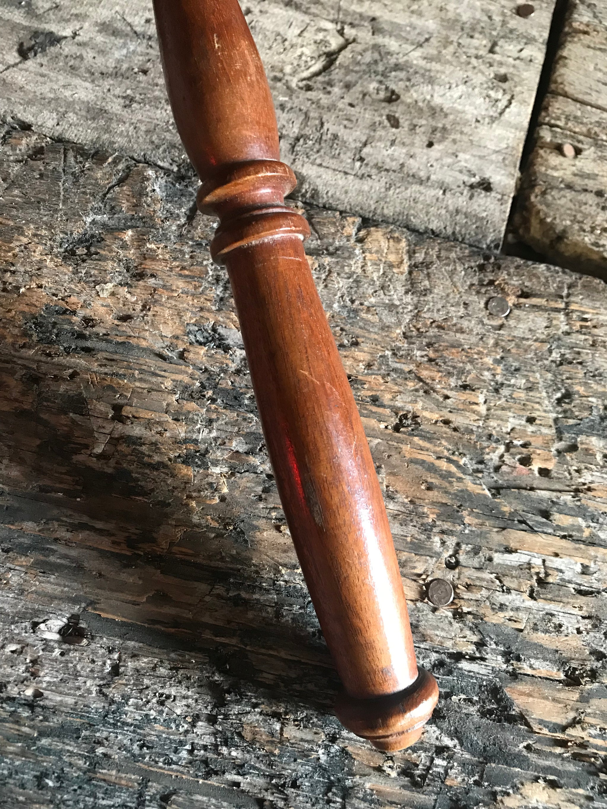 A Victorian or Edwardian wood and brass barrister's wig and gown hanger