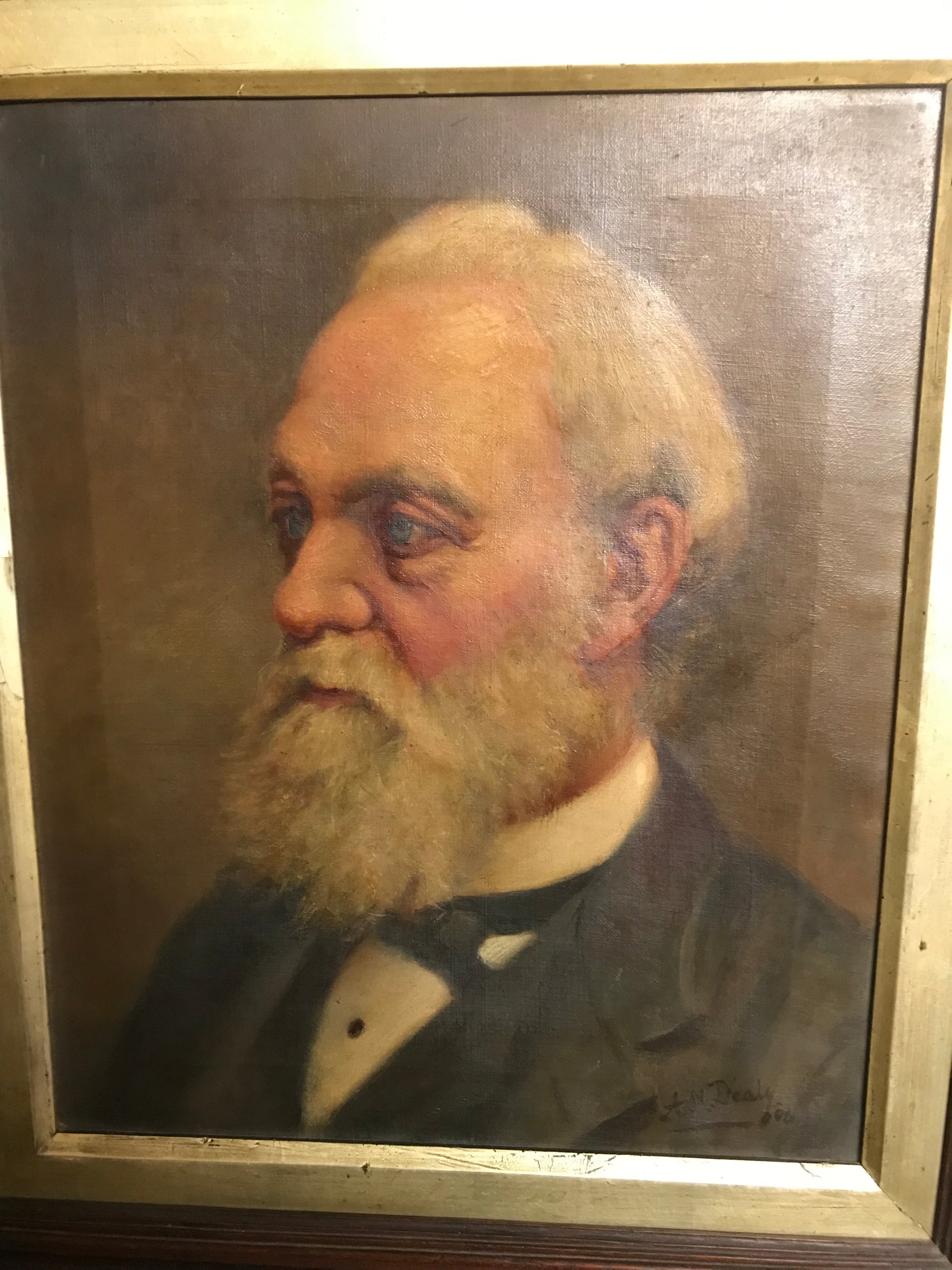 A Victorian oil on canvas painting of a bearded gentleman- William Boulton by Dealy
