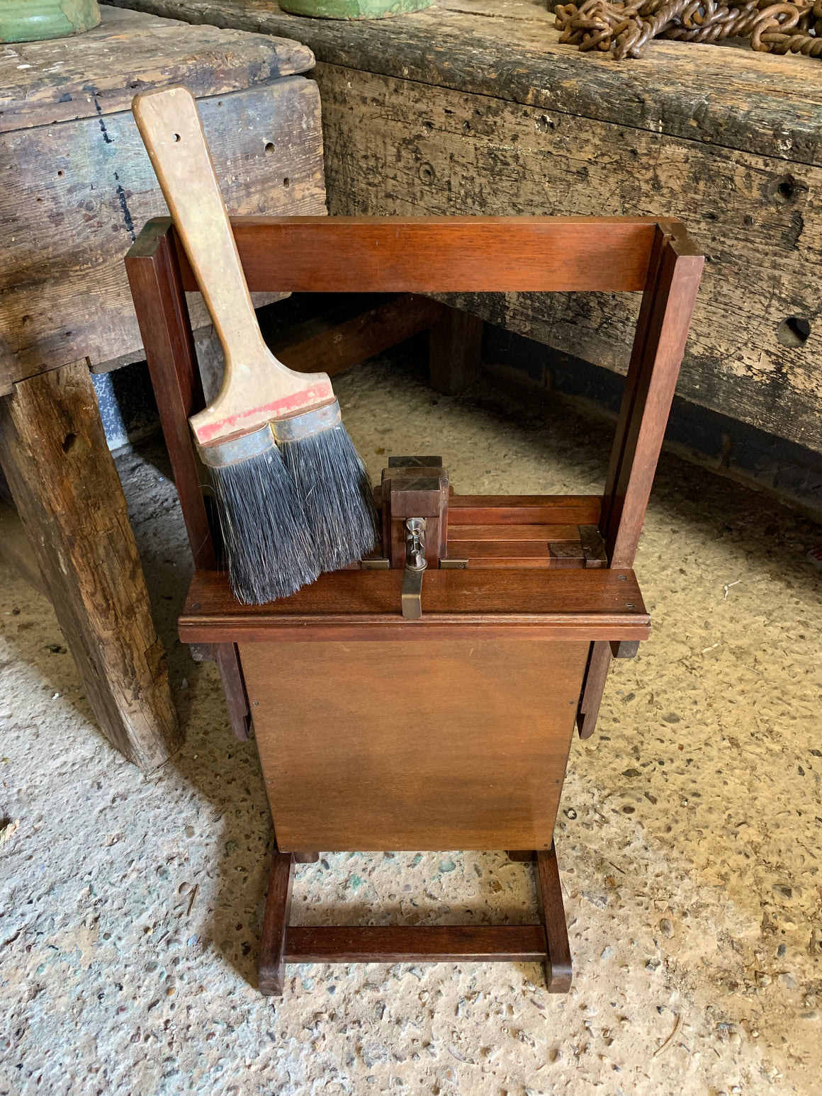A rare and unusual small oak adjustable easel