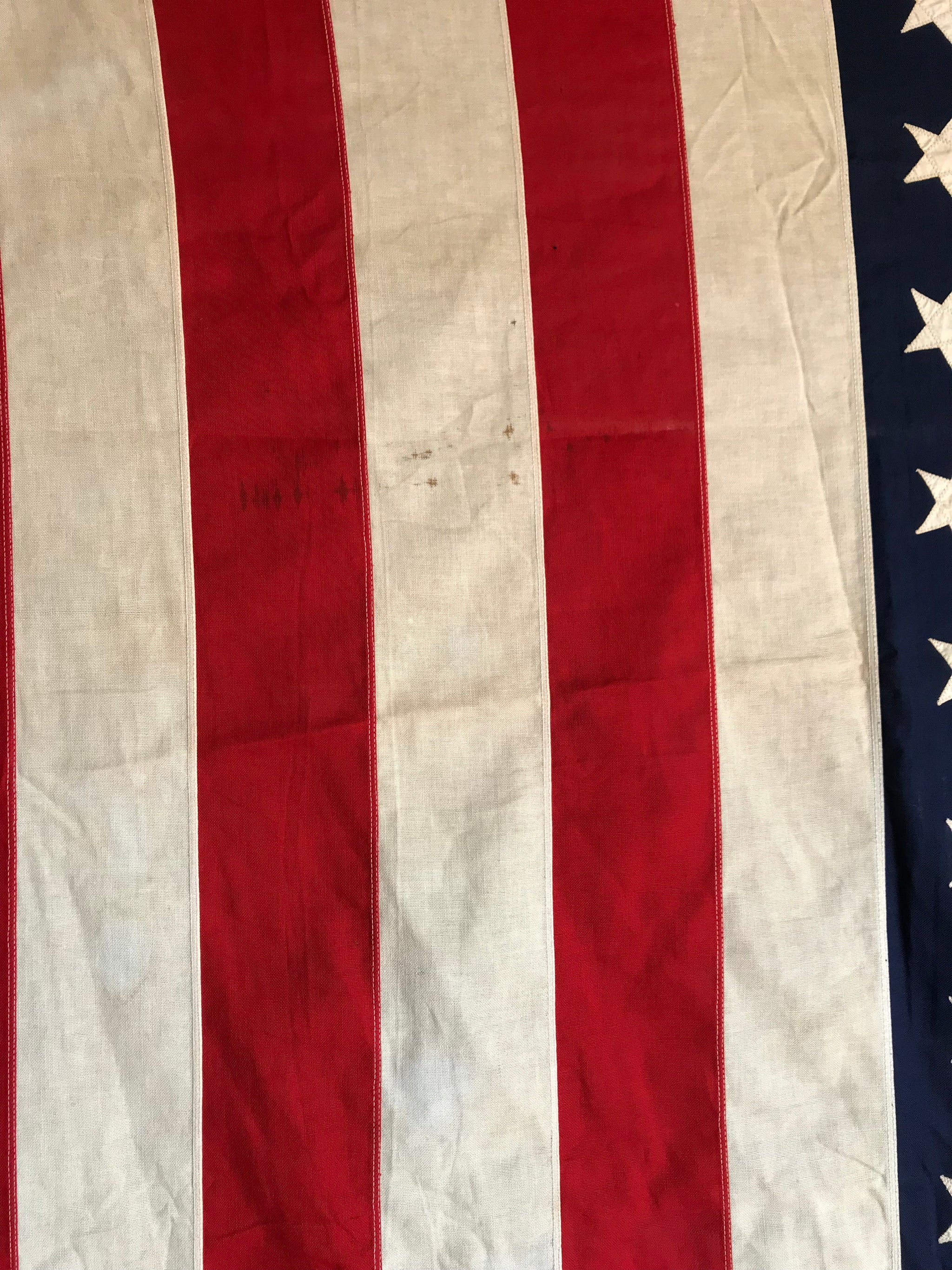A hand stitched fabric 48 Star Stars and Stripes flag by Bulldog Bunting