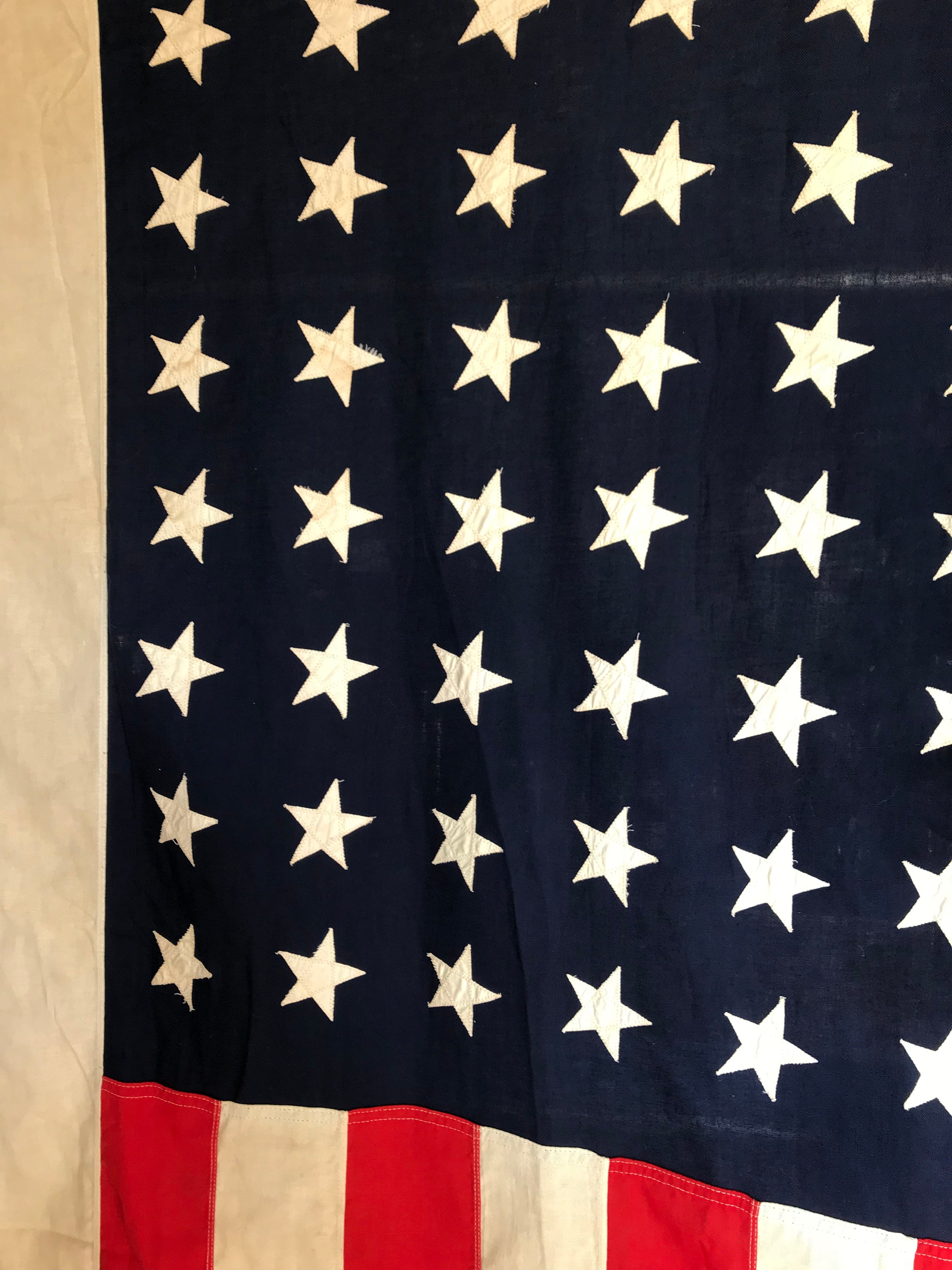 A hand stitched fabric 48 Star Stars and Stripes flag by Bulldog Bunting