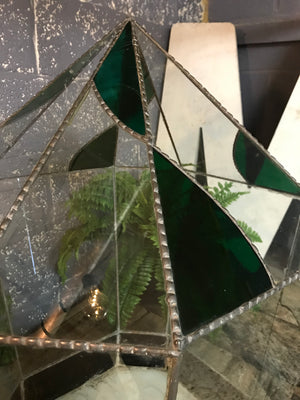 A very large leaded and stained glass terrarium