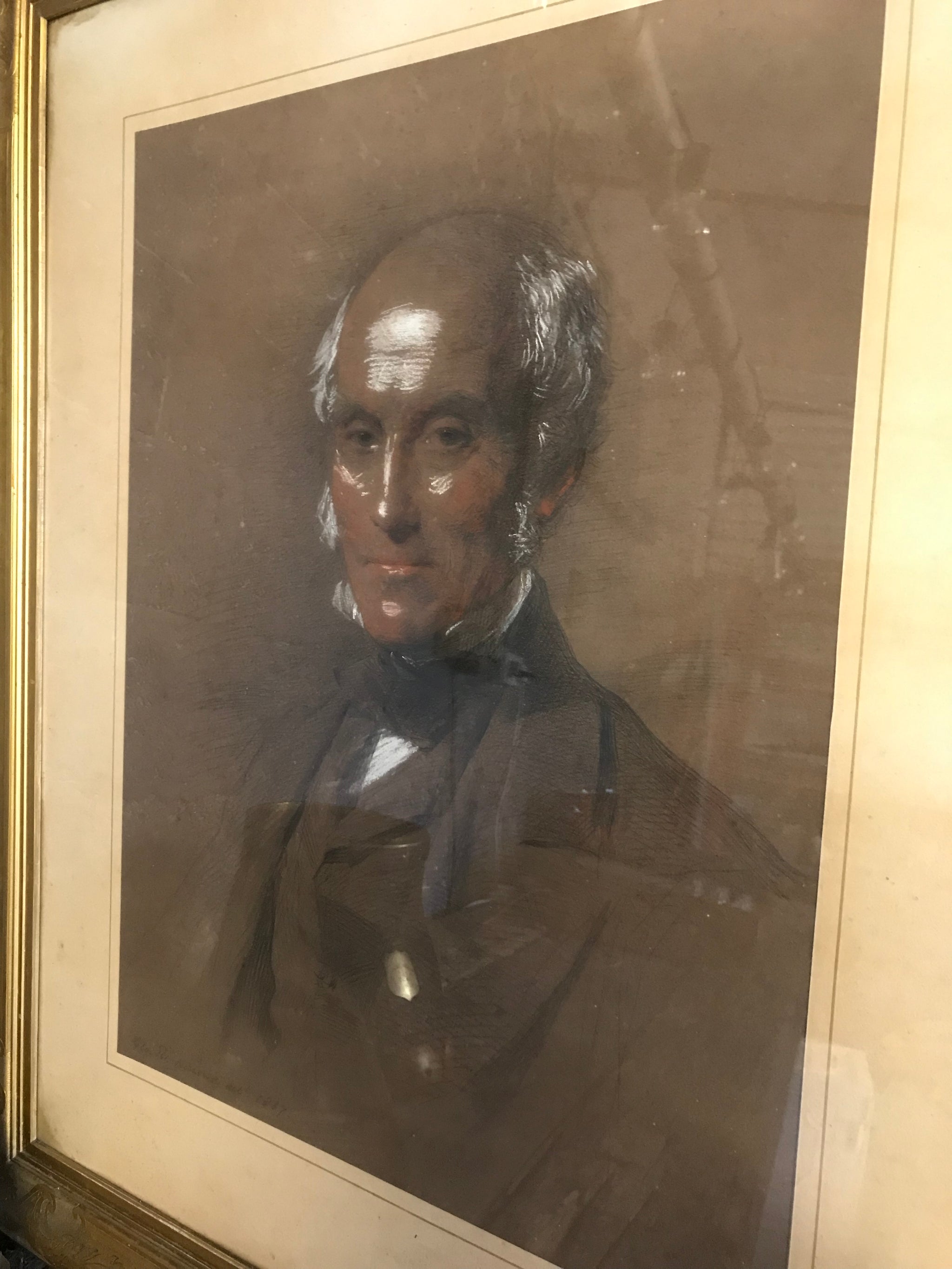 A large chalk portrait of Henry Dawson by George Richmond