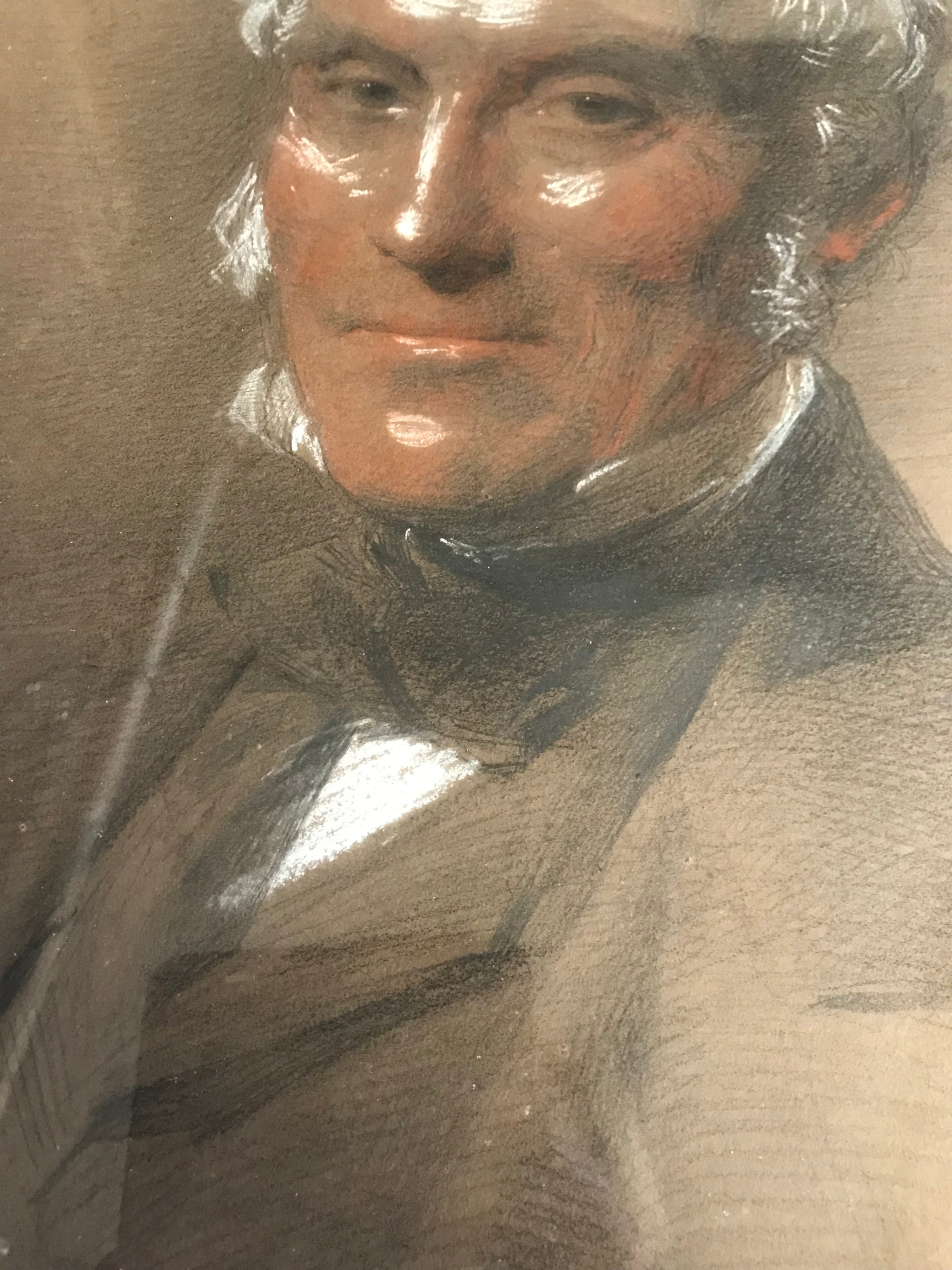 A large chalk portrait of Henry Dawson by George Richmond