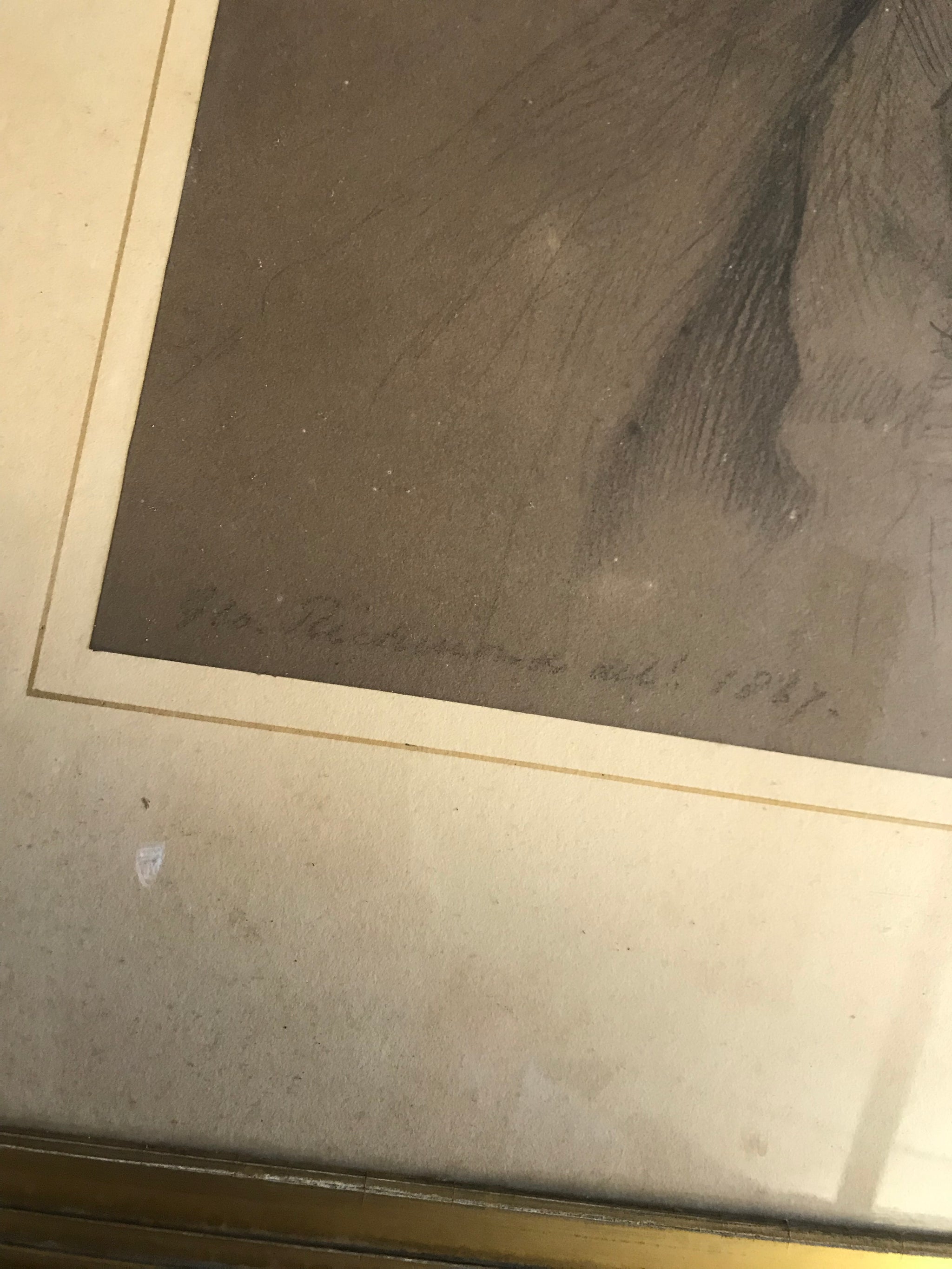 A large chalk portrait of Henry Dawson by George Richmond