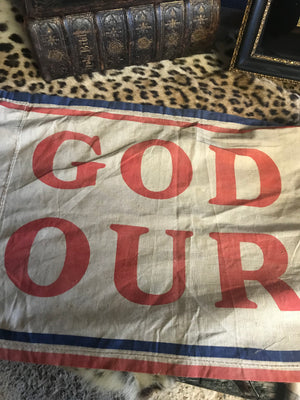 A 9ft George VI  Coronation Banner: "God Bless Our King"