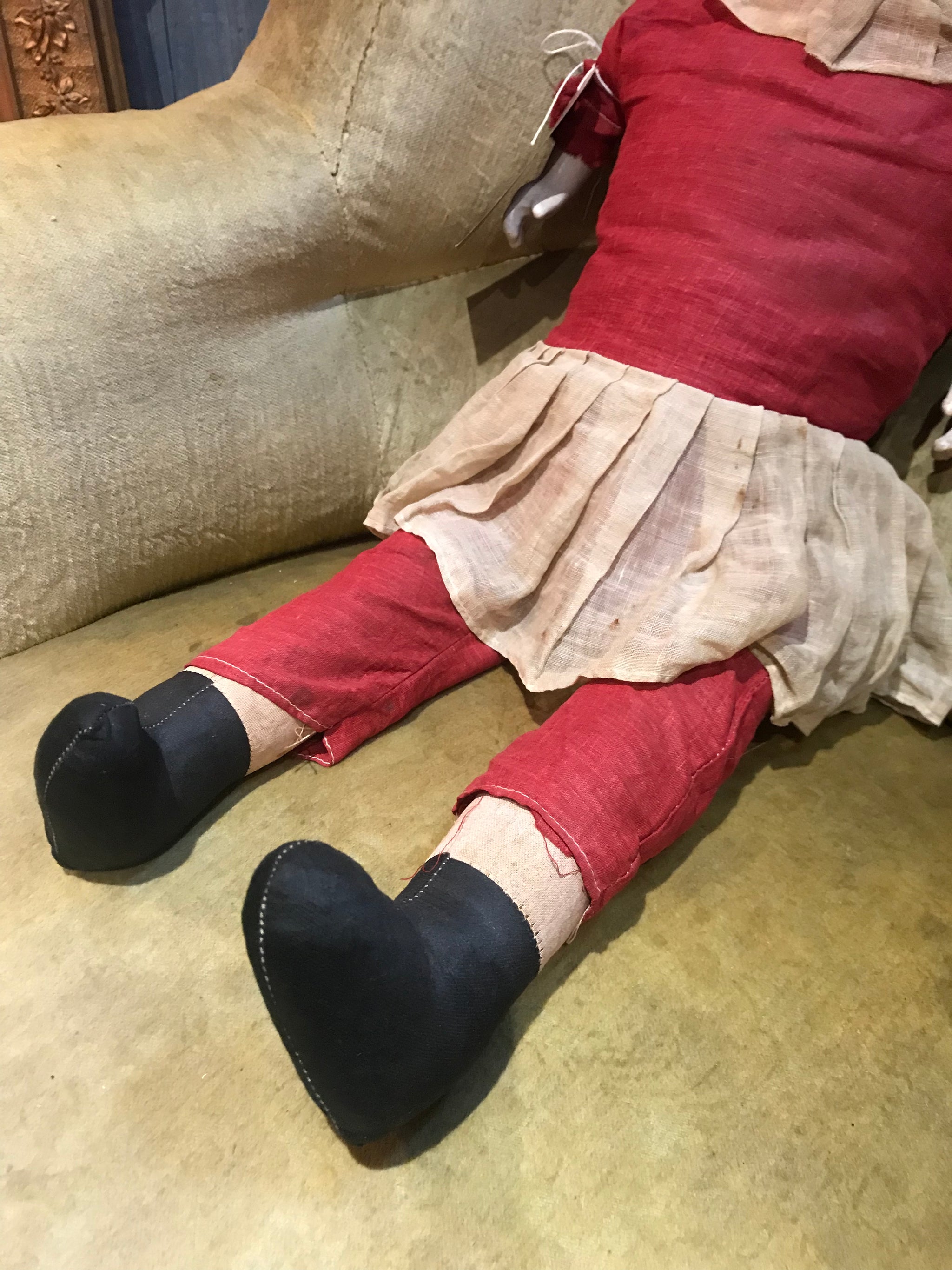 An early (Edwardian-1920s) American Doll Co. composite clown doll 25"