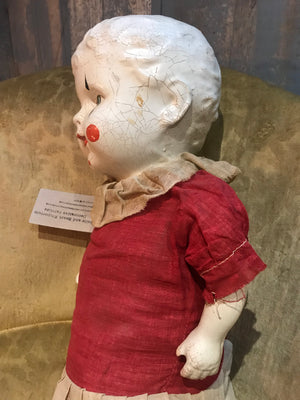 An early (Edwardian-1920s) American Doll Co. composite clown doll 25"