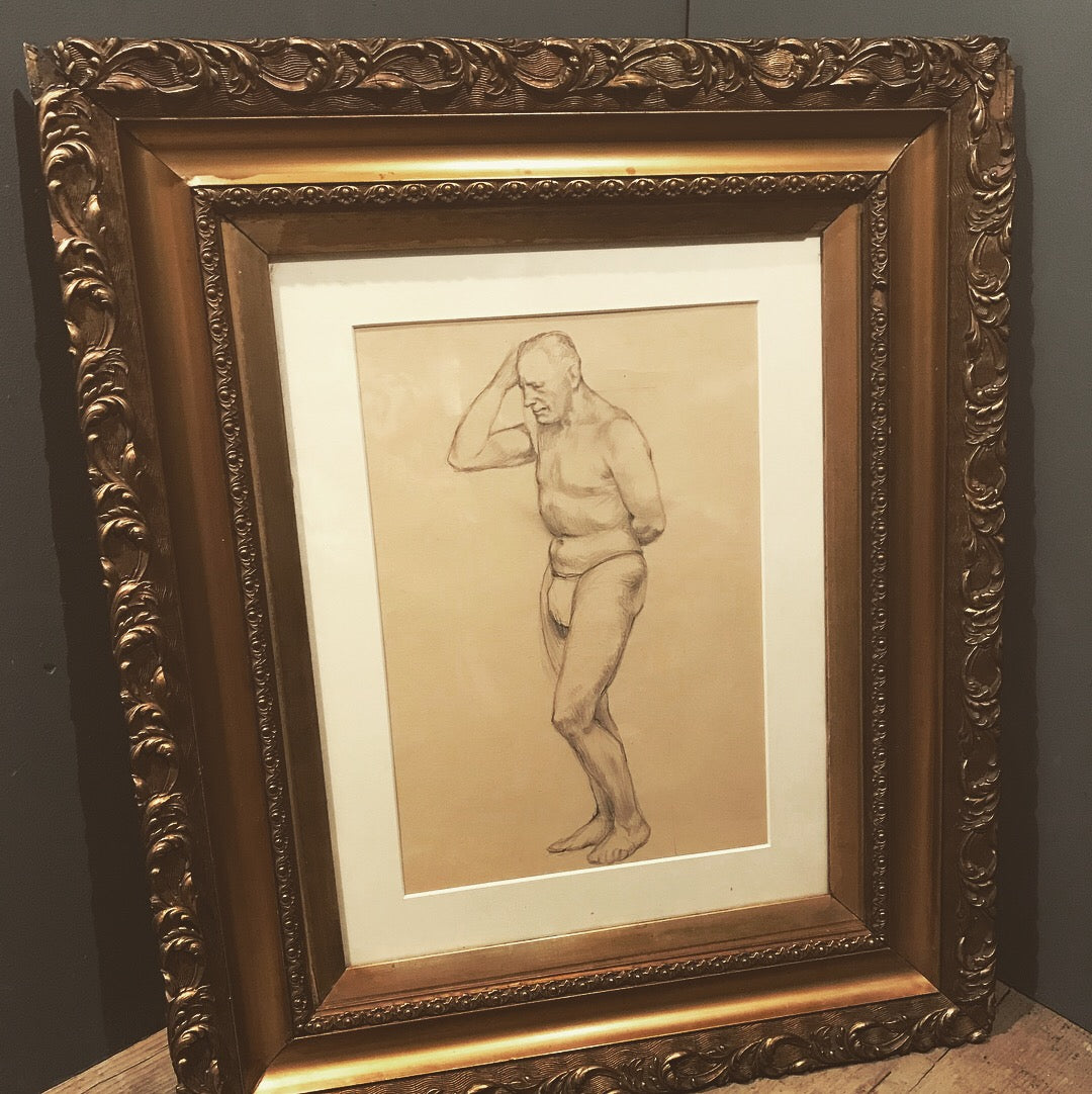 A Margaret Maitland Howard male nude pencil drawing