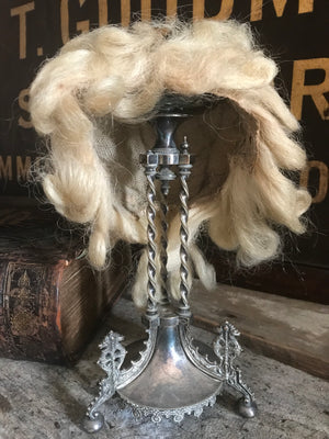 A vintage theatrical real hair white wig
