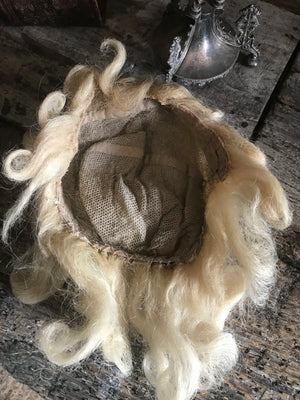 A vintage theatrical real hair white wig