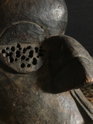 A very large 19th Century African Kuba Binji Congo helmet
