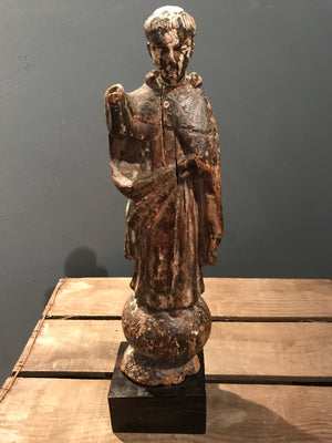 A large polychrome wooden Santos figure of St Anthony