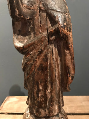 A large polychrome wooden Santos figure of St Anthony