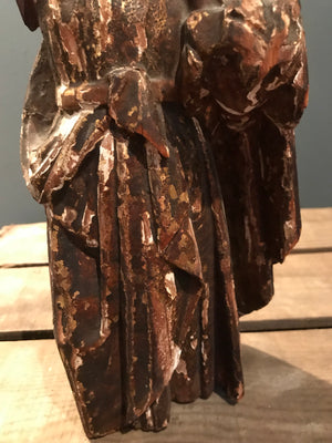 A large polychrome wooden Santos figure of Joseph