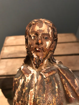 A large polychrome wooden Santos figure of Joseph