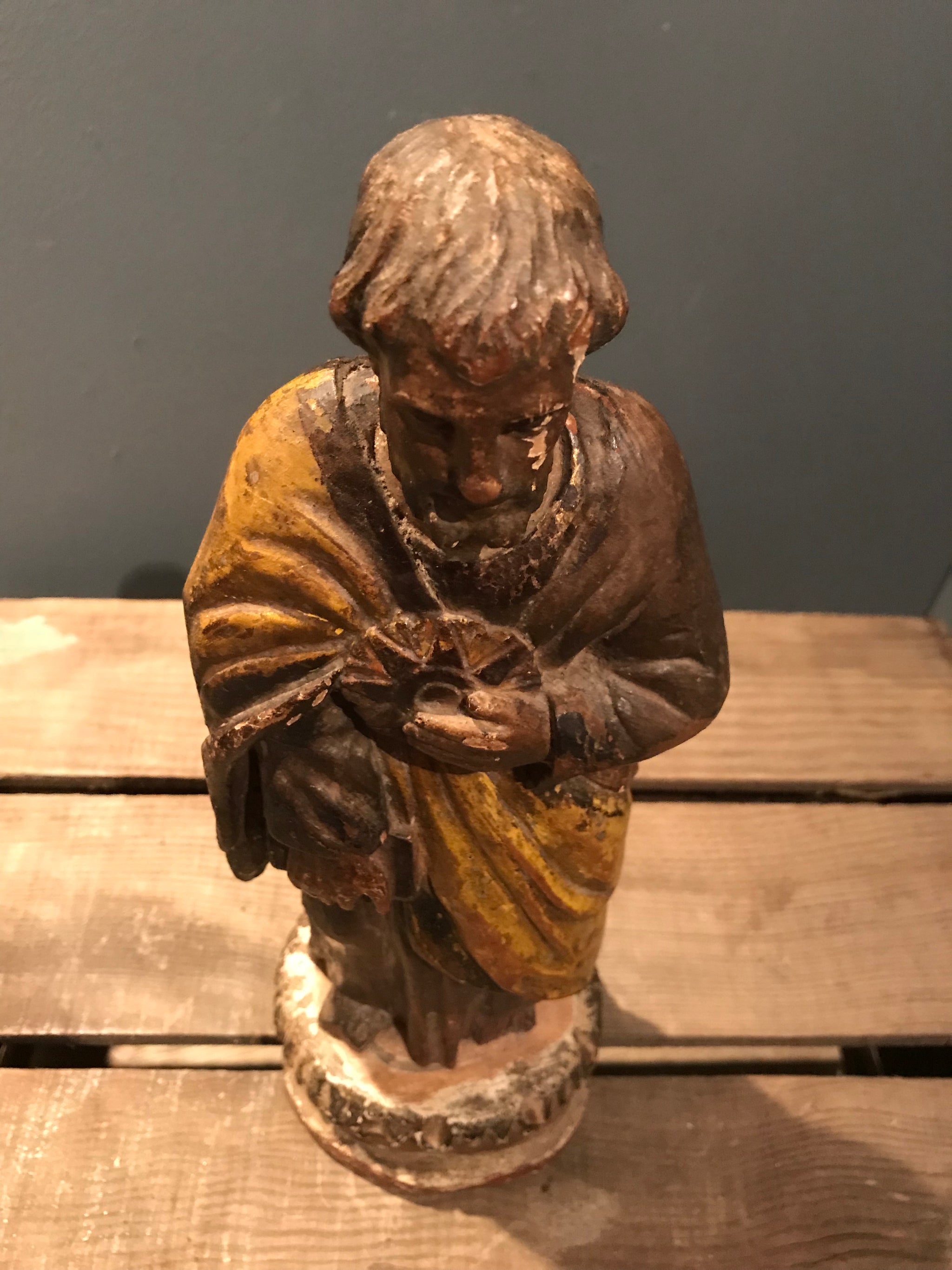 A large polychrome wooden Santos figure of Joseph (2)